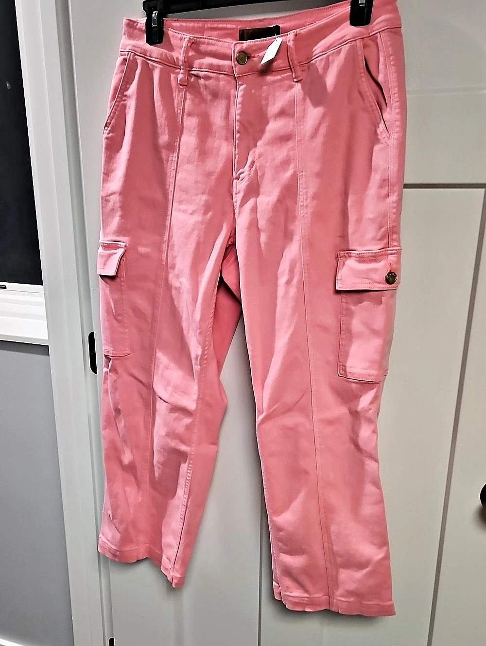 Judy Blue High Rise Cargo Straight Jeans Pink 16W